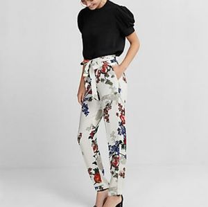 Express Floral High-Waisted Ankle Pants